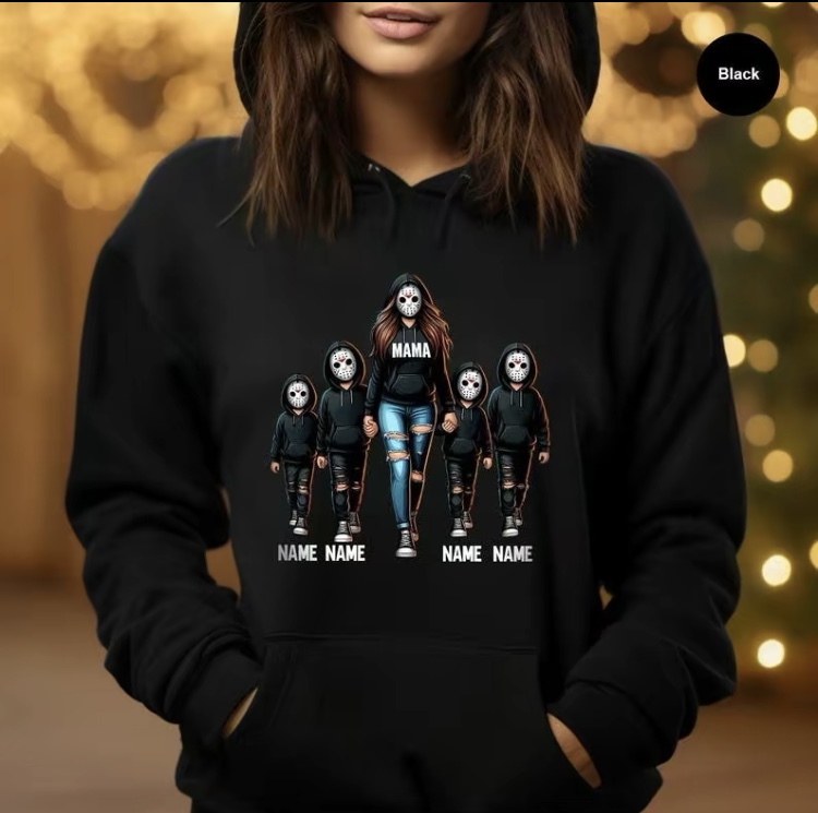 Halloween Horror Mama Custom Kid Name Sweatshirt