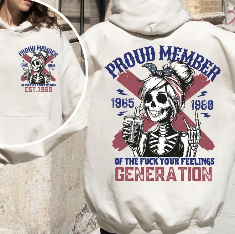 Gen X Halloween Png Funny Skull Halloween Sweatshirt