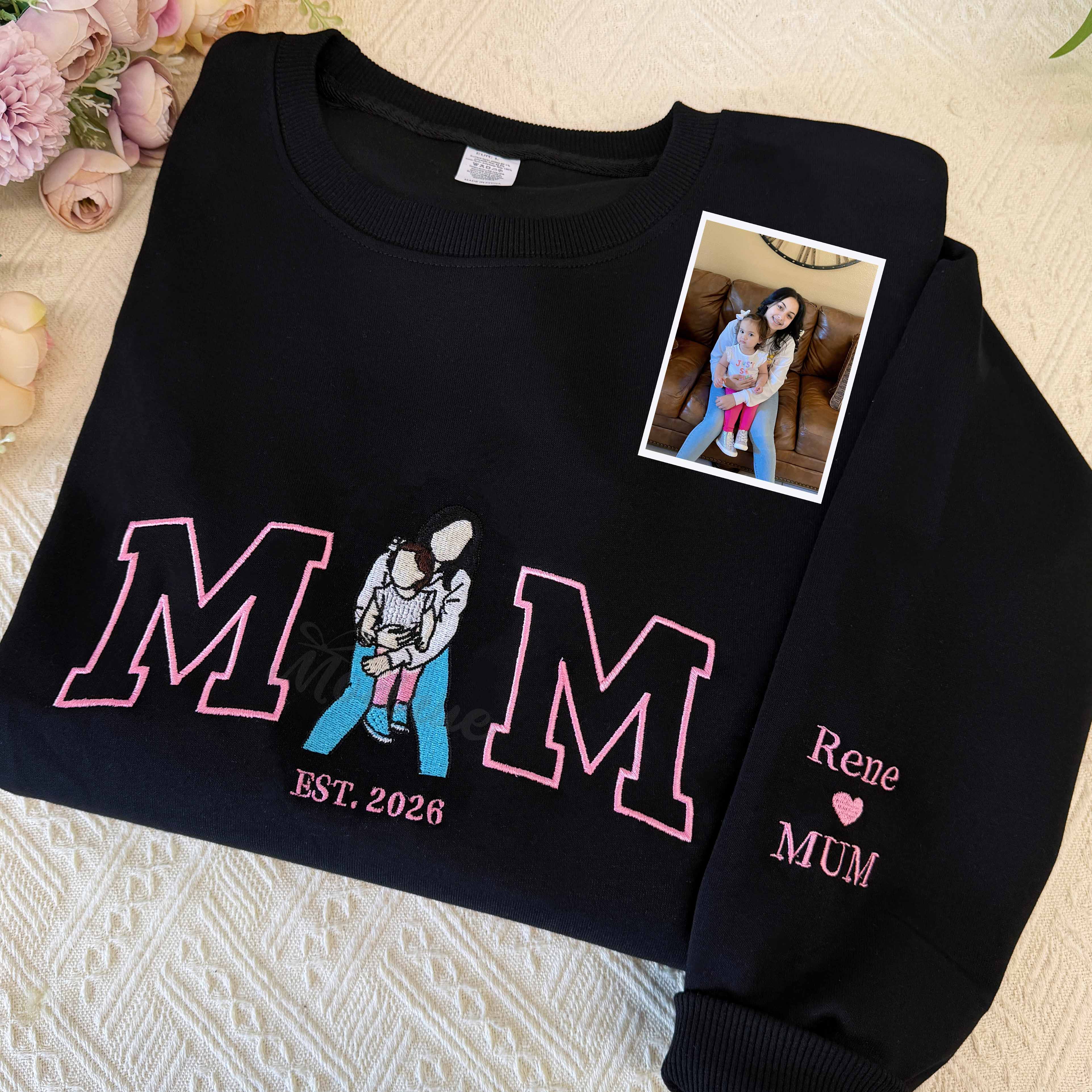 Personalized Embroidered Photo Mom Sweatshirt