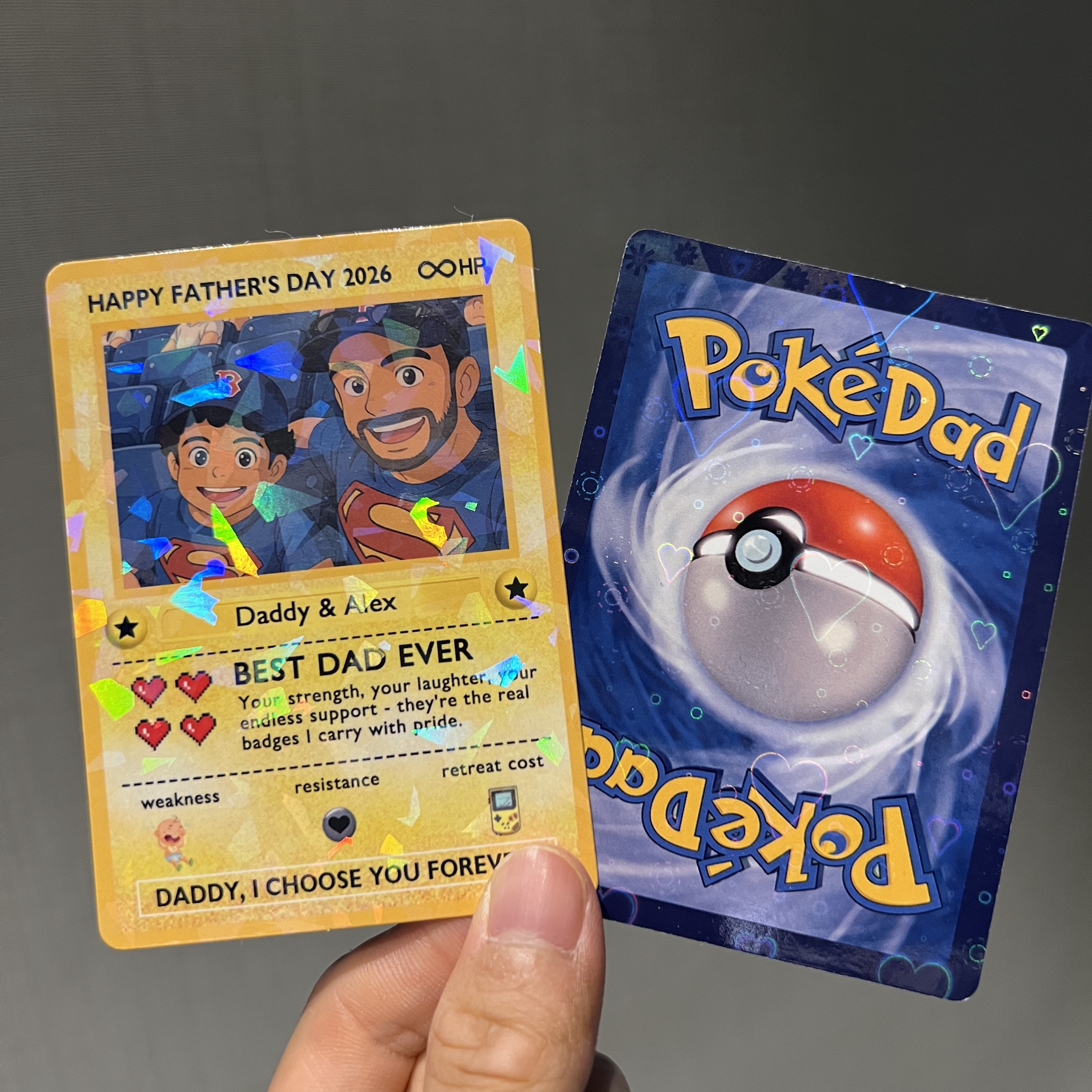 Custom Anime Photo "Best Dad Ever" Trading Card