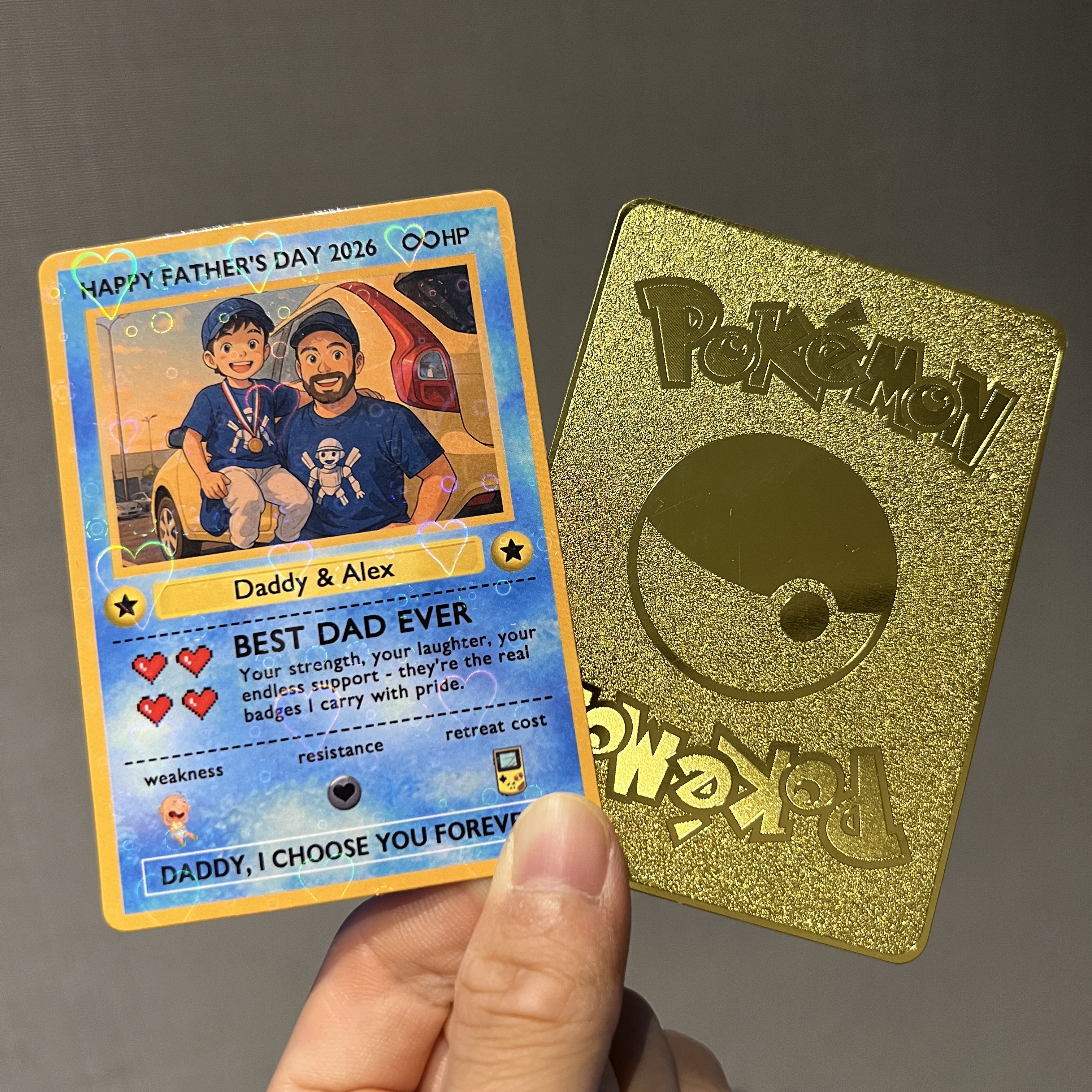 Custom Anime Photo "Best Dad Ever" Trading Card