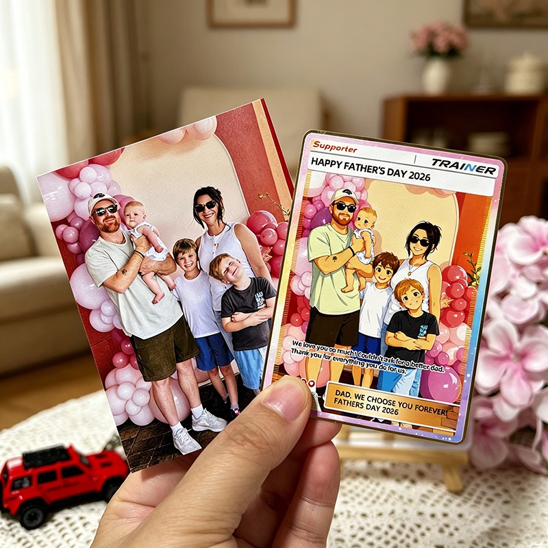 Personalized Photo Anime Style Father's Day T Card