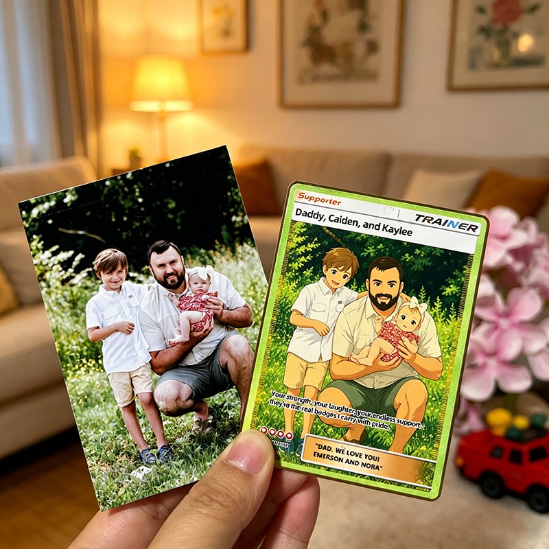 Personalized Photo Anime Style Father's Day T Card