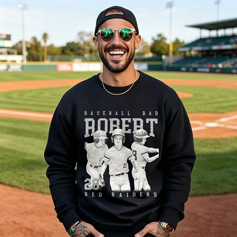 Custom Baseball Dad with Kid Photo Shirt