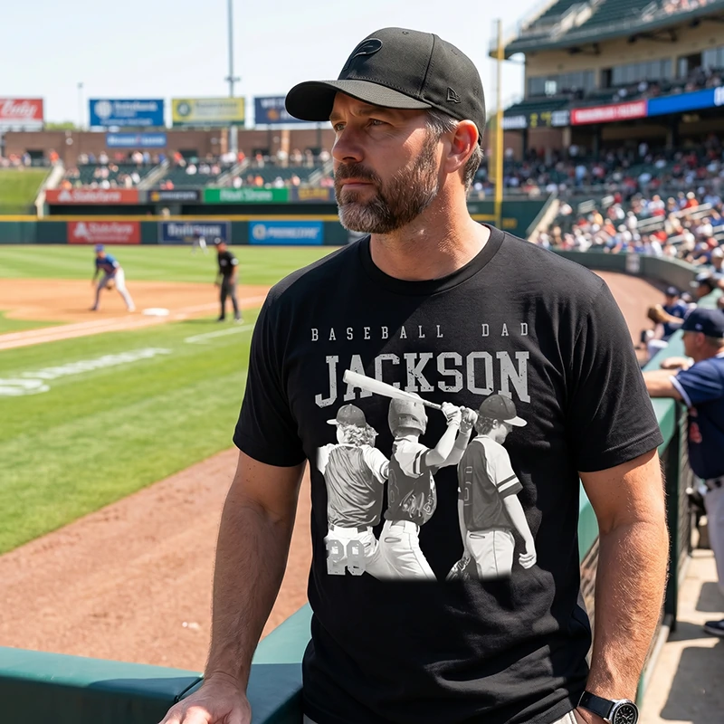 Custom Baseball Dad with Kid Photo Shirt