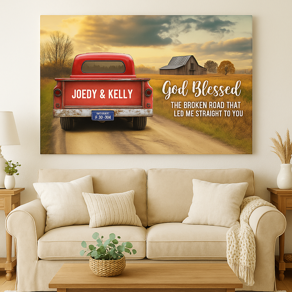 Custom Vintage Truck Farmhouse Canvas Gift