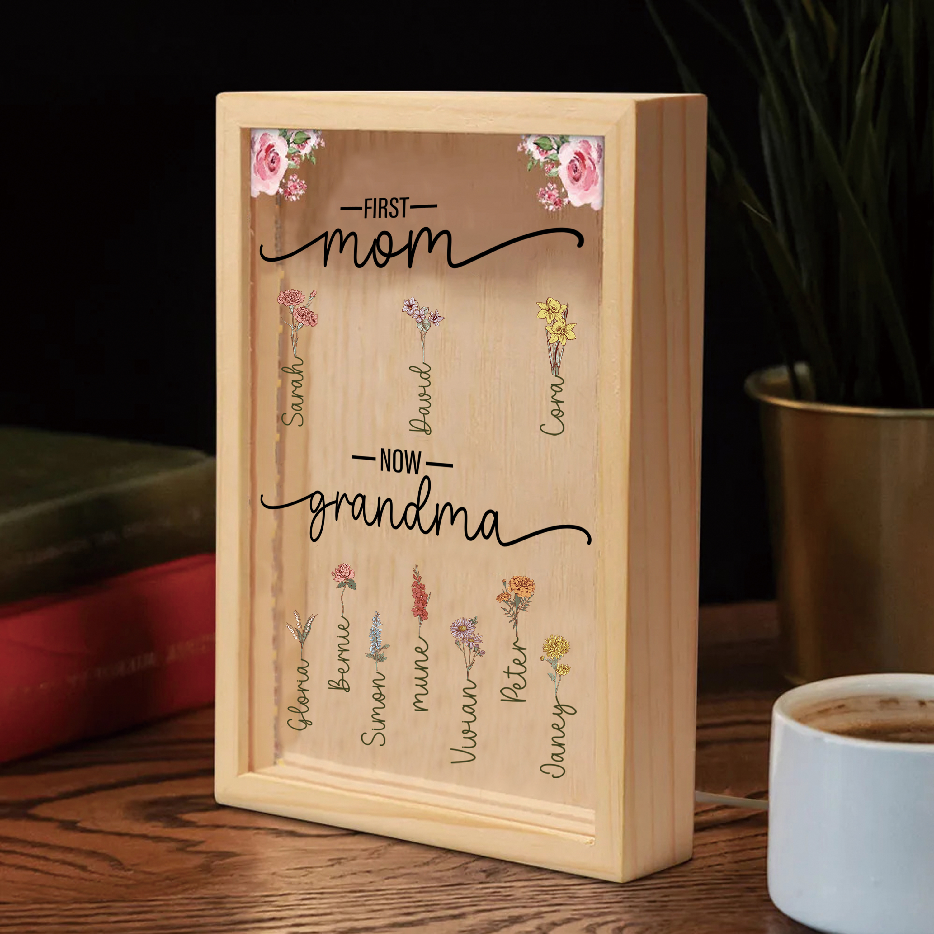 First Mom Now Grandma - Personalized Frame Light Box