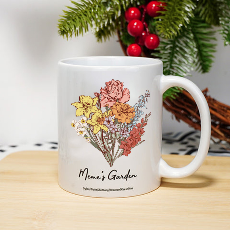 Birth Flower Family Bouquet Custom mug