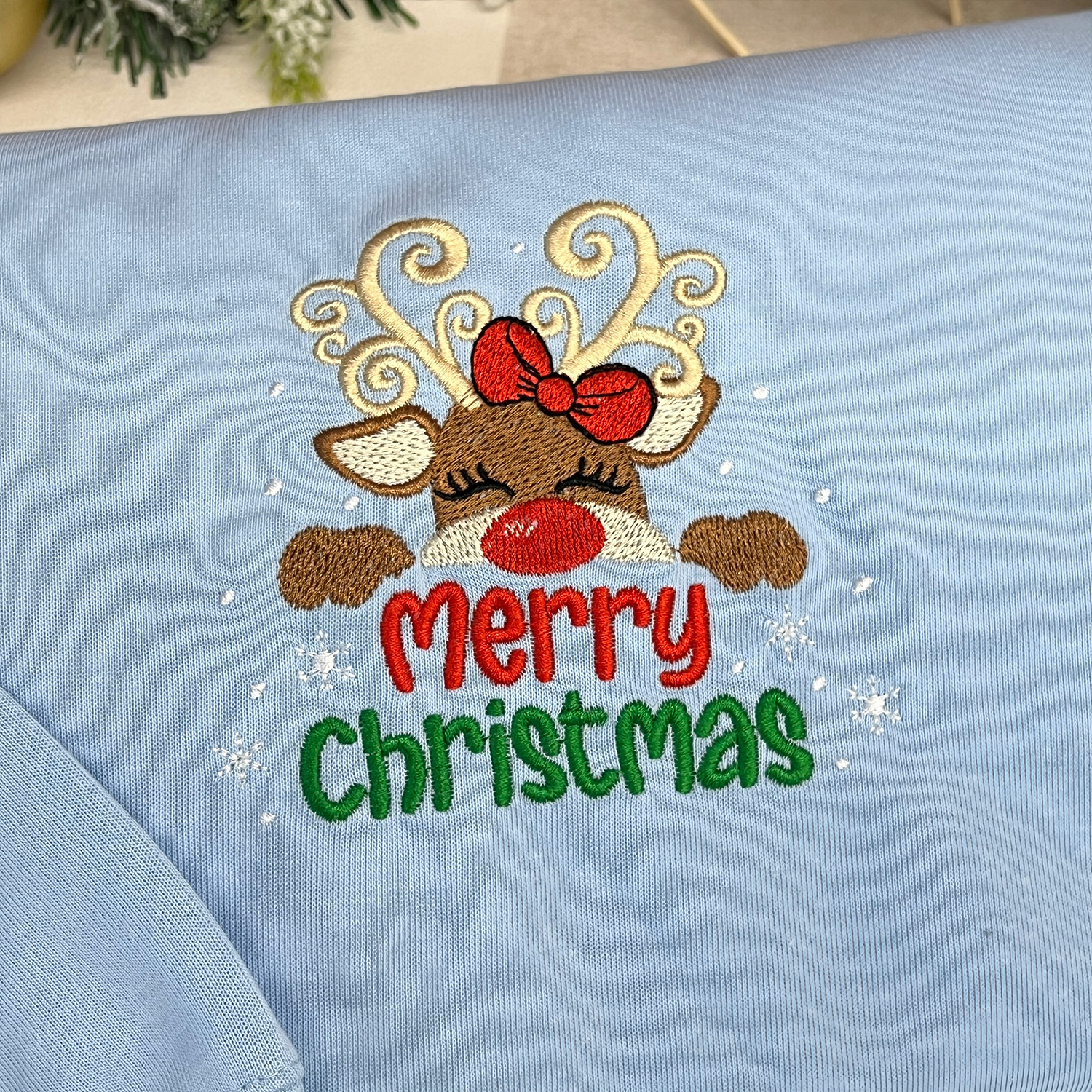 Vintage Christmas doodles Embroidered Sweatshirt, Santa Retro Christmas, Winter Sweater