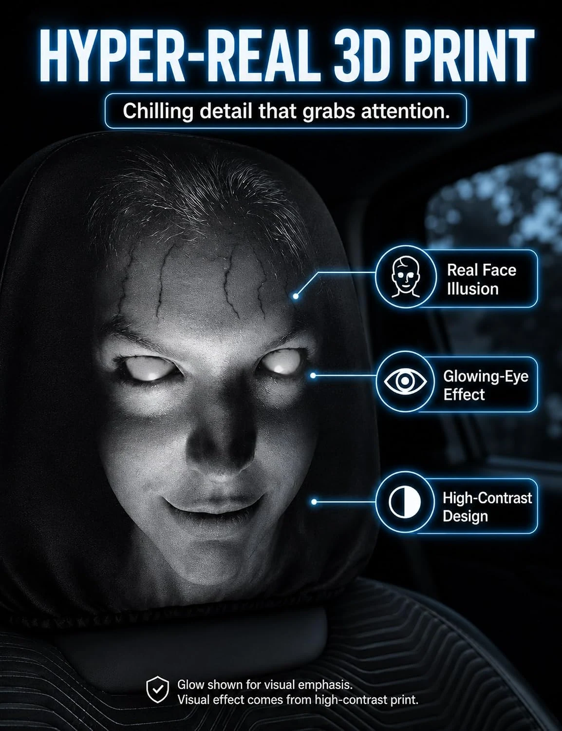 Ghost Face Car Headrest Covers - Style C (2PC) image 3