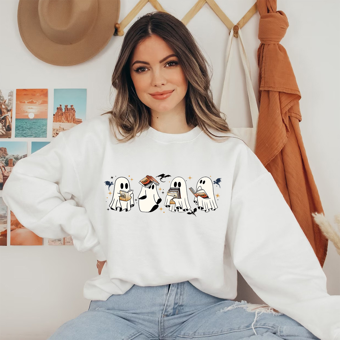 Fourth Wing Ghost Halloween Sweatshirt