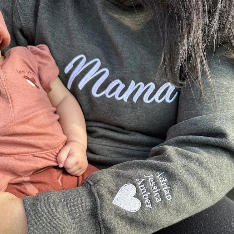 Custom Embroidered Mama Sweatshirt with Names