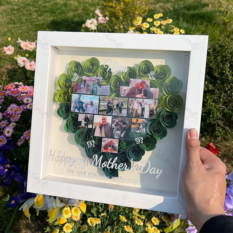 Personalized Mother's Day Photo Flower Shadow Box