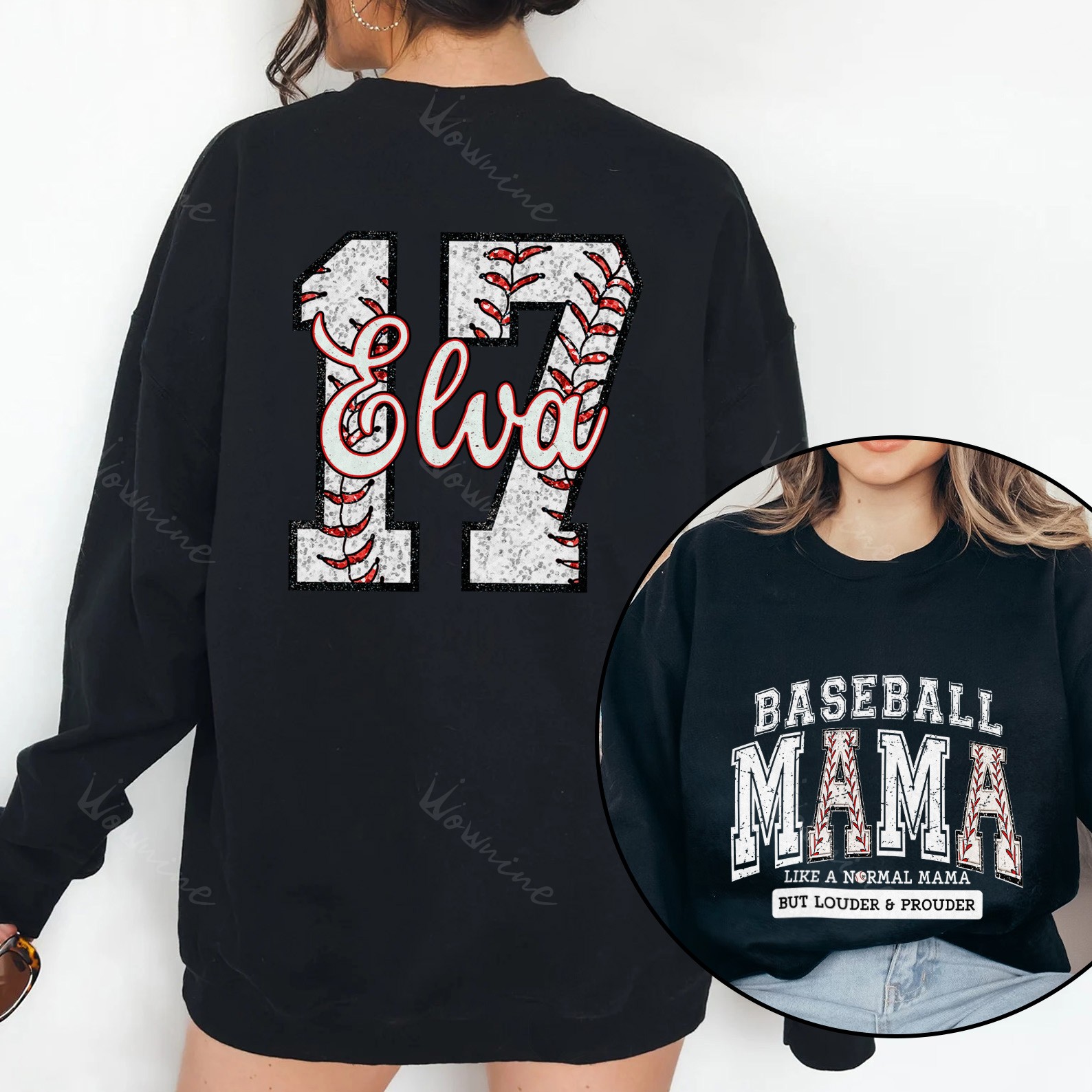 Custom Big MAMA With Baseball Number Sweatshirt