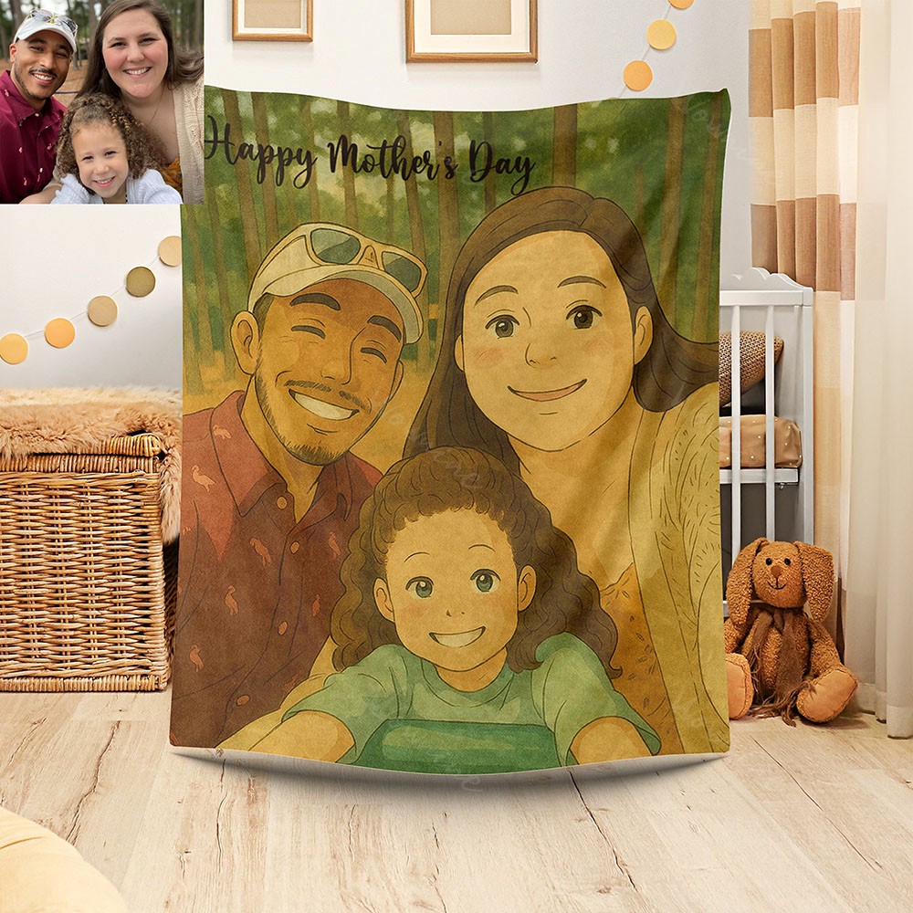Custom Blanket Ghibli Style Mother's Day Gift
