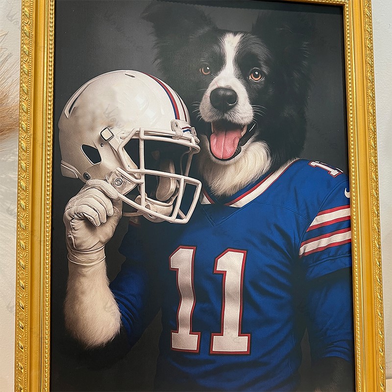 Custom American Football Pet Canvas Portrait