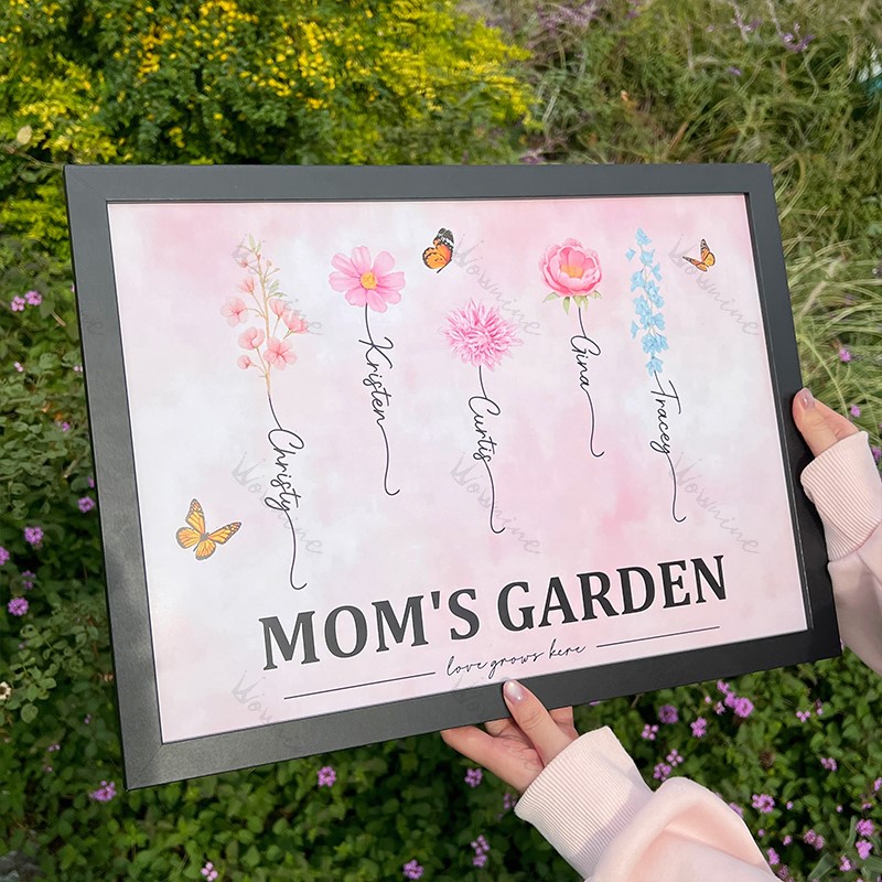 Personalized Birth Month Flower Gift for Grandma or Mom Poster or Canvas