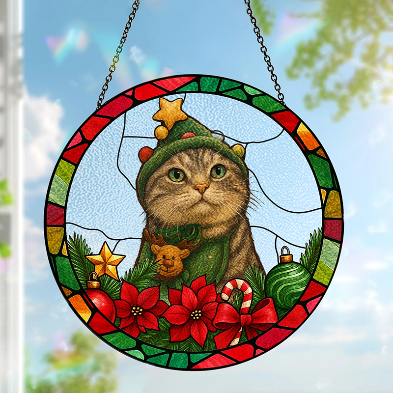 Personalized Pet Portrait Stained Glass Suncatcher