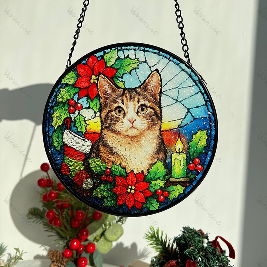 Personalized Pet Portrait Stained Glass Suncatcher