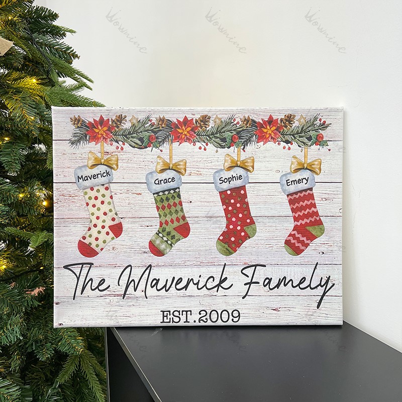 Custom Christmas Family Stocking Wall Art Poster Canvas 
