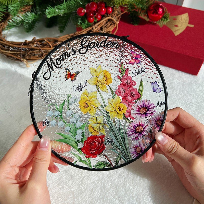 Vintage 'Mama's Garden' Floral Glass Decor