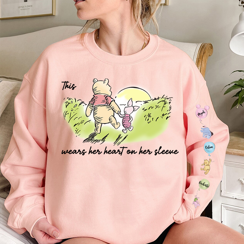 Custom Mama Bear hold hands Sweatshirt with Names Sleeve