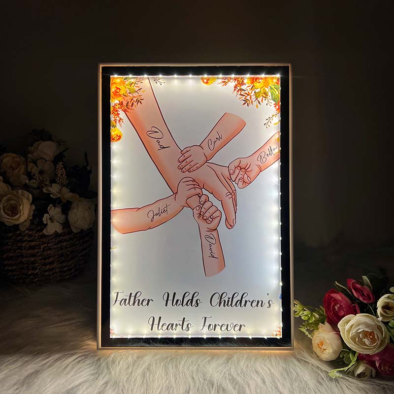 (Multiple skin colors) Dad Everything We Are Is Because Of You - Personalized Mirror Light Box