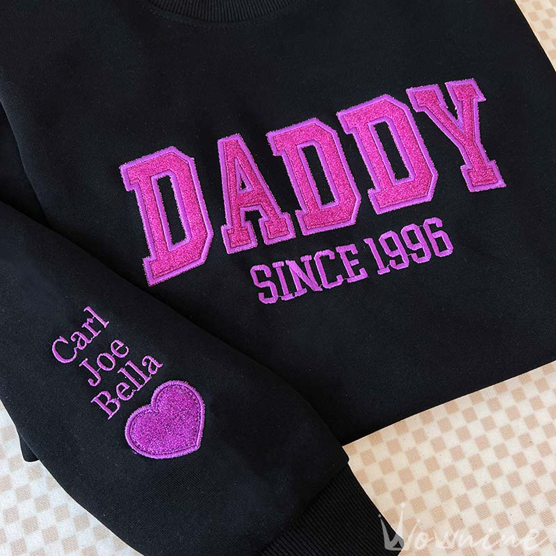 Custom Embroidered Glitter Vinyl DAD Sweatshirt-Gift For Dad & Grandpa