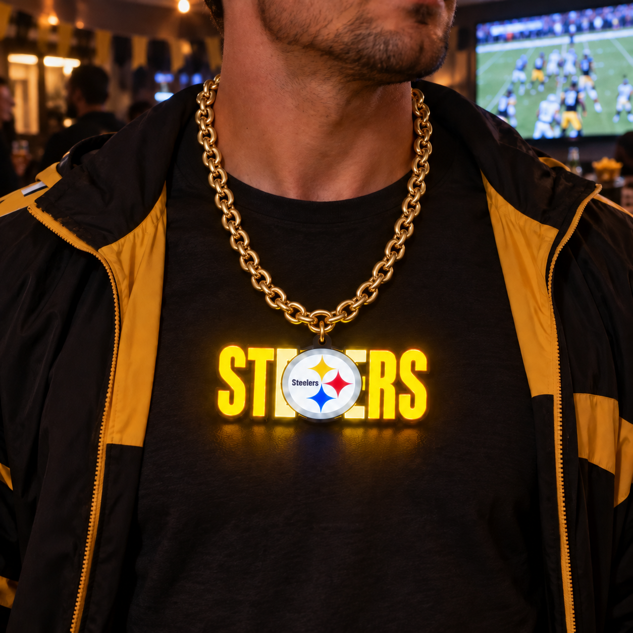 Football Fan LED Light-Up Pendant Chain Necklace
