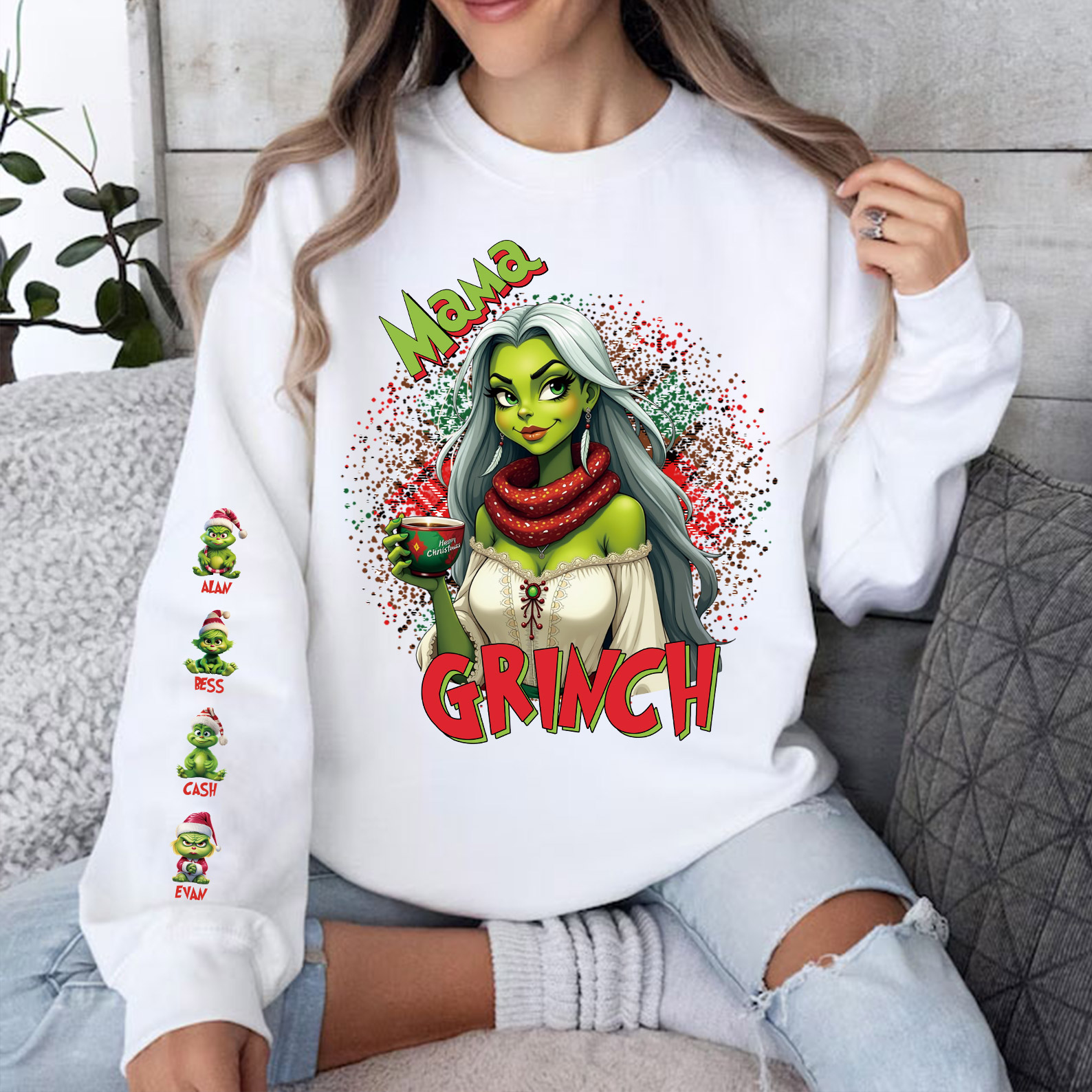 Custom Christmas Mama Daddy With Kids Name Sweatshirt Christmas Day Gift