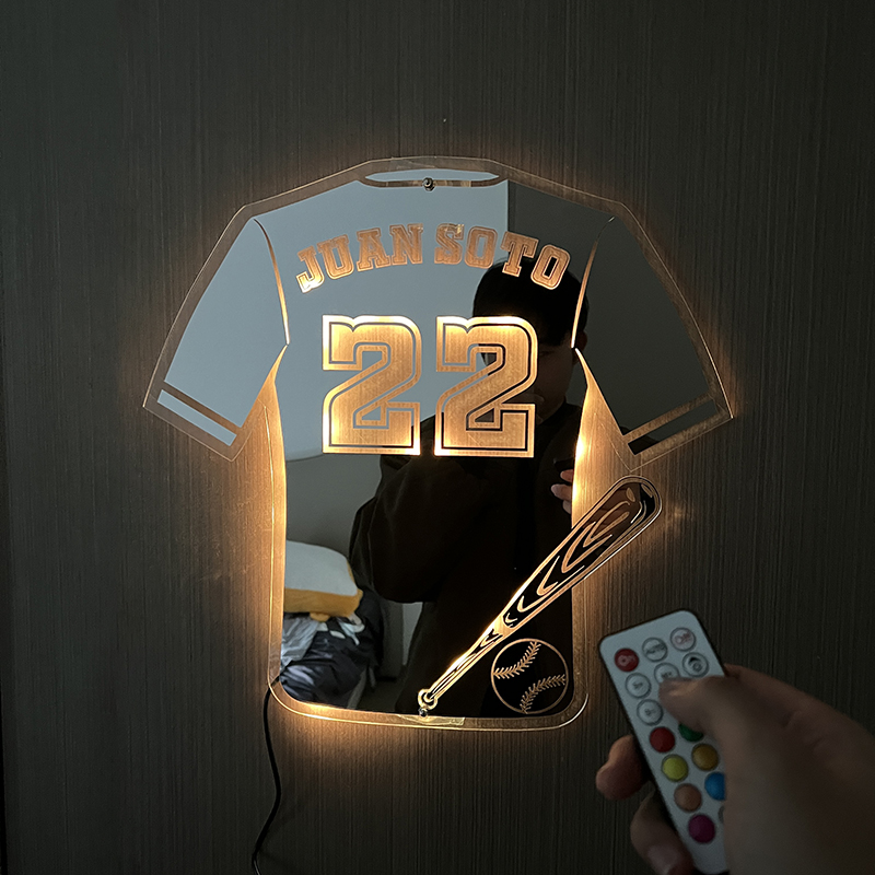 Personalized LED Cool Mirror Lights for Baseball Fans