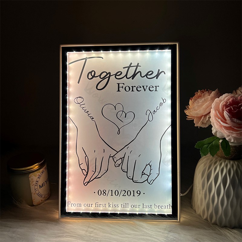 Together Forever From Our First Kiss Till Our Last Breath Custom horizontal Frame Light Box