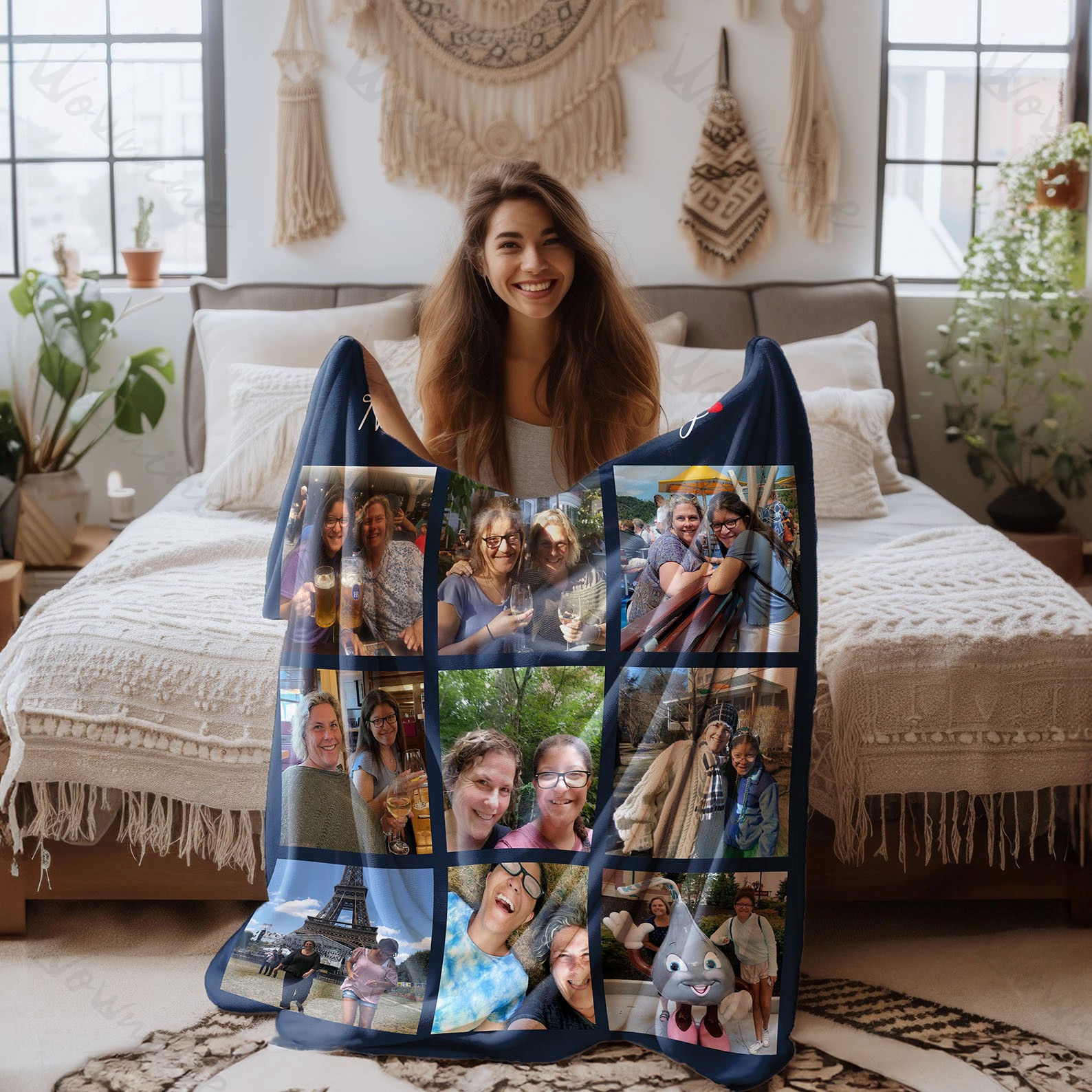Personalized 9 Photos Happy Mother's Day Blankets Fleece Blanket