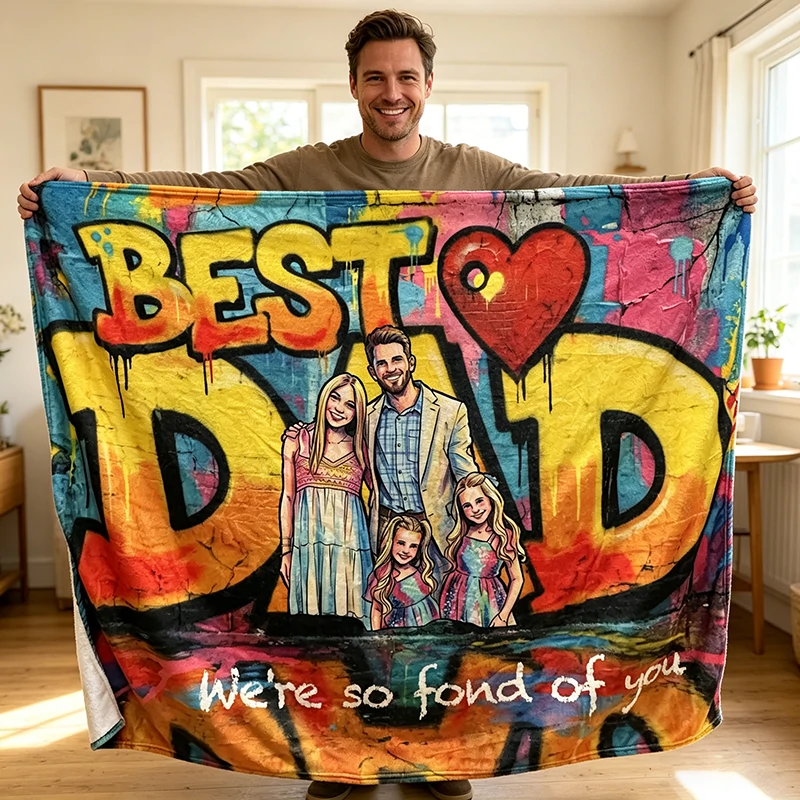 Custom Best Grandpa Graffiti Art Family Blanket