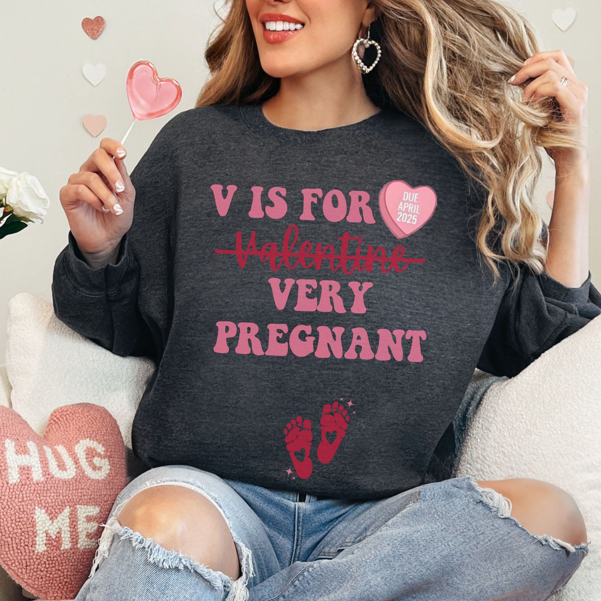 Valentine's Day Pregnancy Announcement Sweatshirt