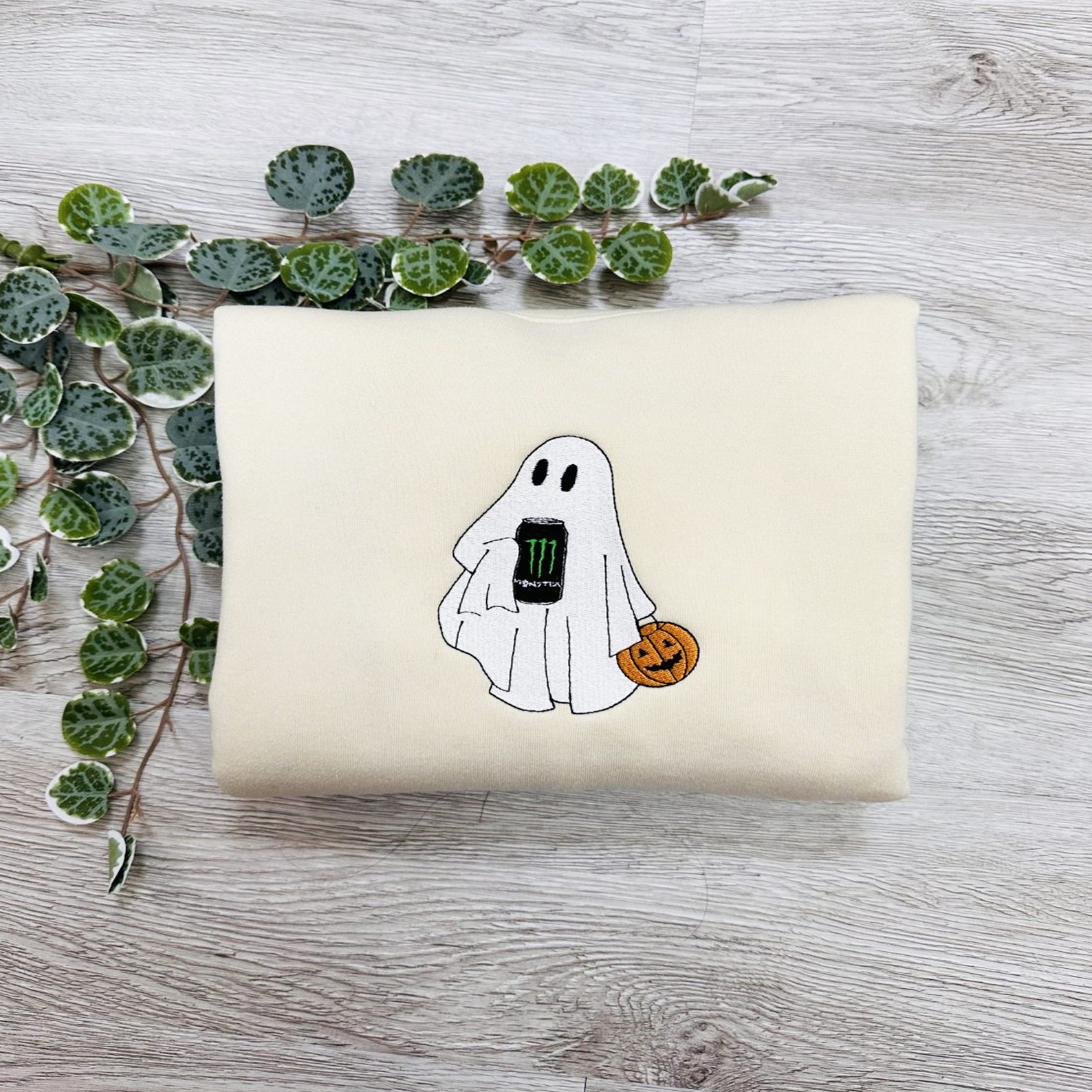Ghost Drinking Embroidered Sweatshirt