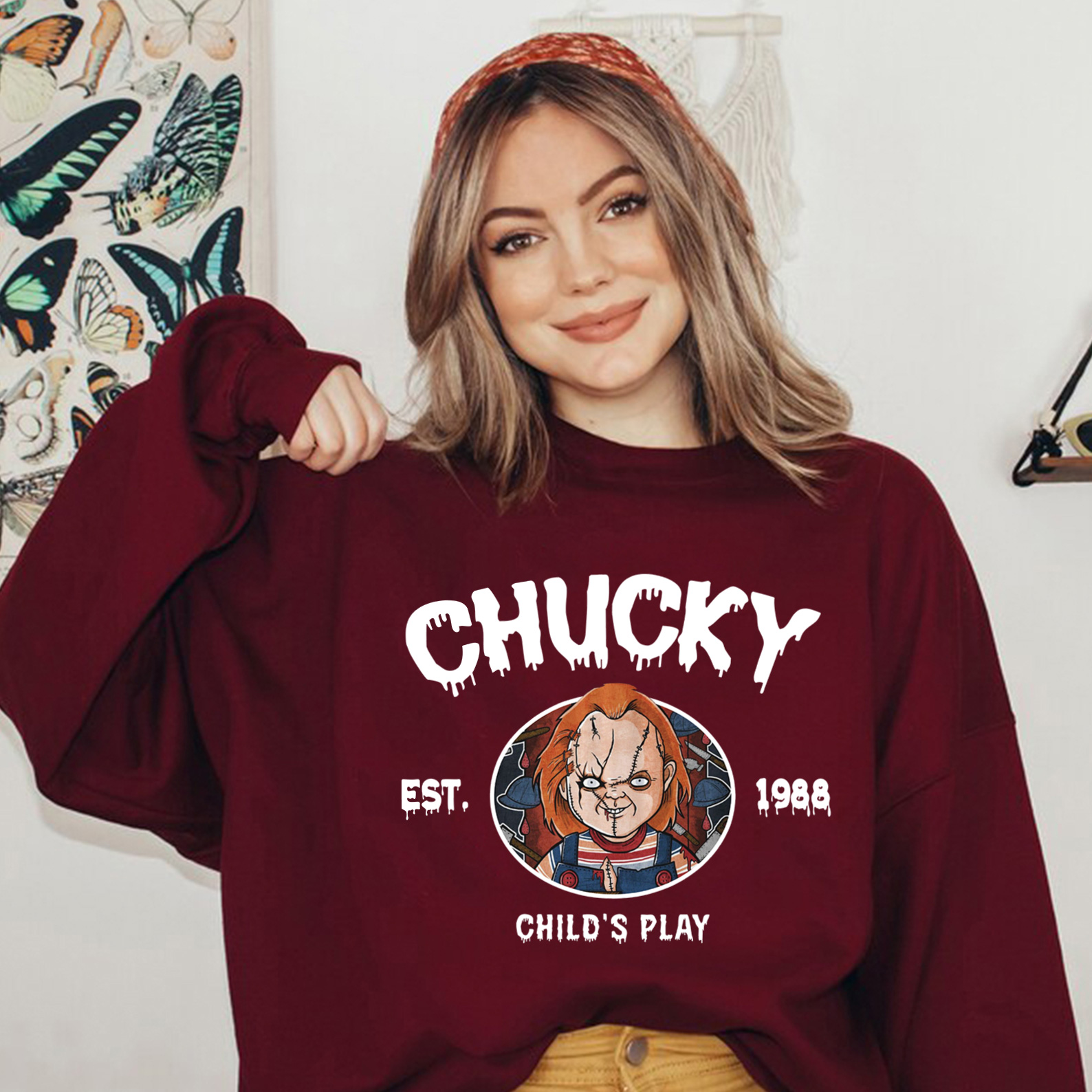 Vintage Halloween Characters Sweatshirt,Hallow Movie Chucky Shirt