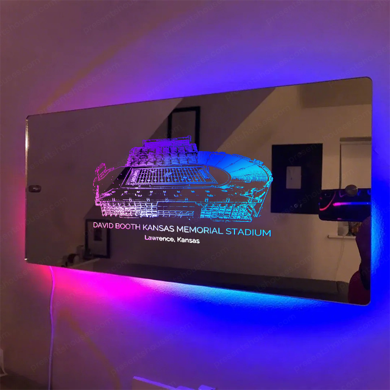 David Booth Kansas Memorial Stadium Mirror Light-Gifts For Sports Lovers、Kansas Jayhawks、NCAA