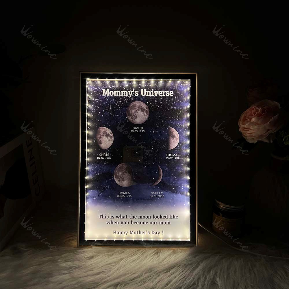 Starry Night Customize Birth Moon Phase Mirror Light Box