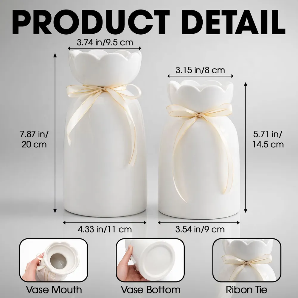 Personalized Custom Double Grandma Heart Ribbon Tie Flower Vase