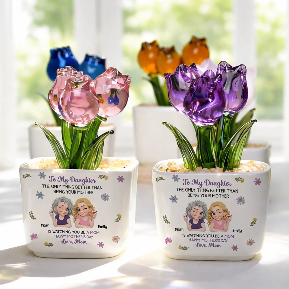 Linked Together Cartoon Custom Glass Everlasting Tulips