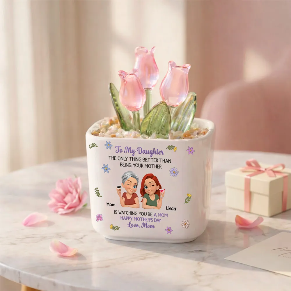Linked Together Cartoon Custom Glass Everlasting Tulips