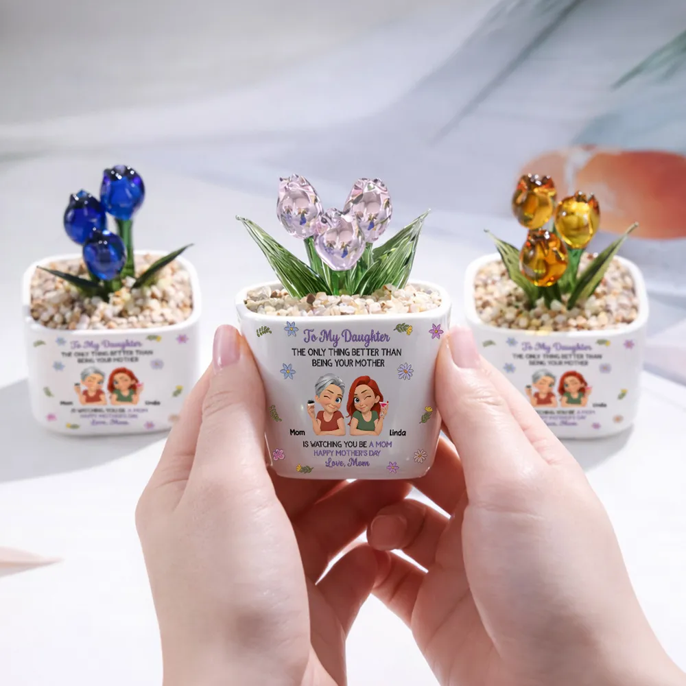 Linked Together Cartoon Custom Glass Everlasting Tulips