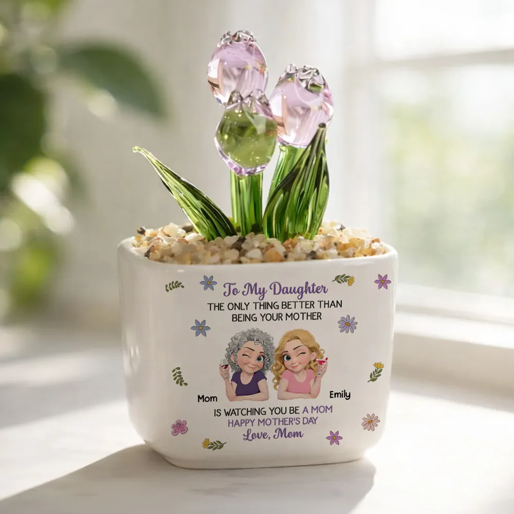 Linked Together Cartoon Custom Glass Everlasting Tulips