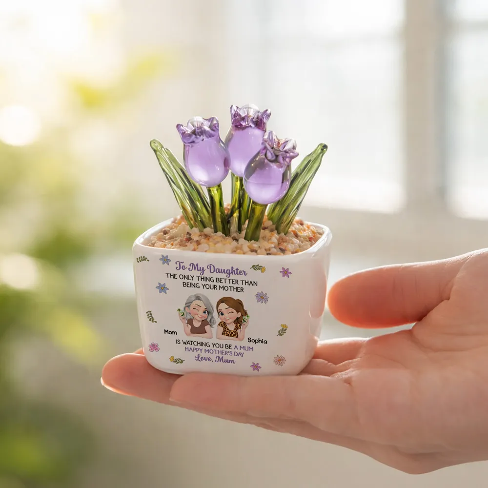 Linked Together Cartoon Custom Glass Everlasting Tulips