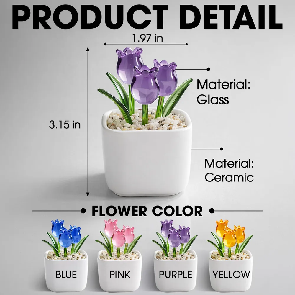 Linked Together Cartoon Custom Glass Everlasting Tulips