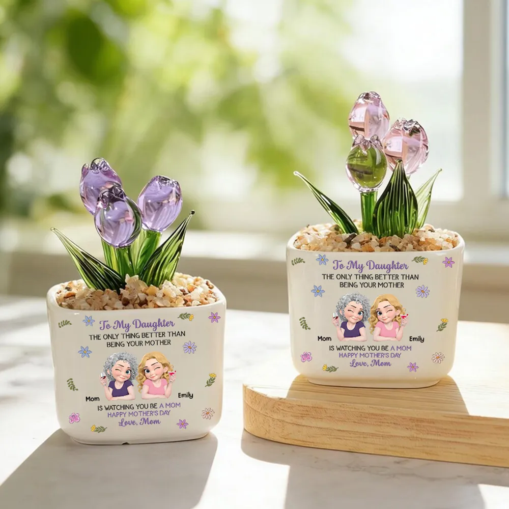 Linked Together Cartoon Custom Glass Everlasting Tulips