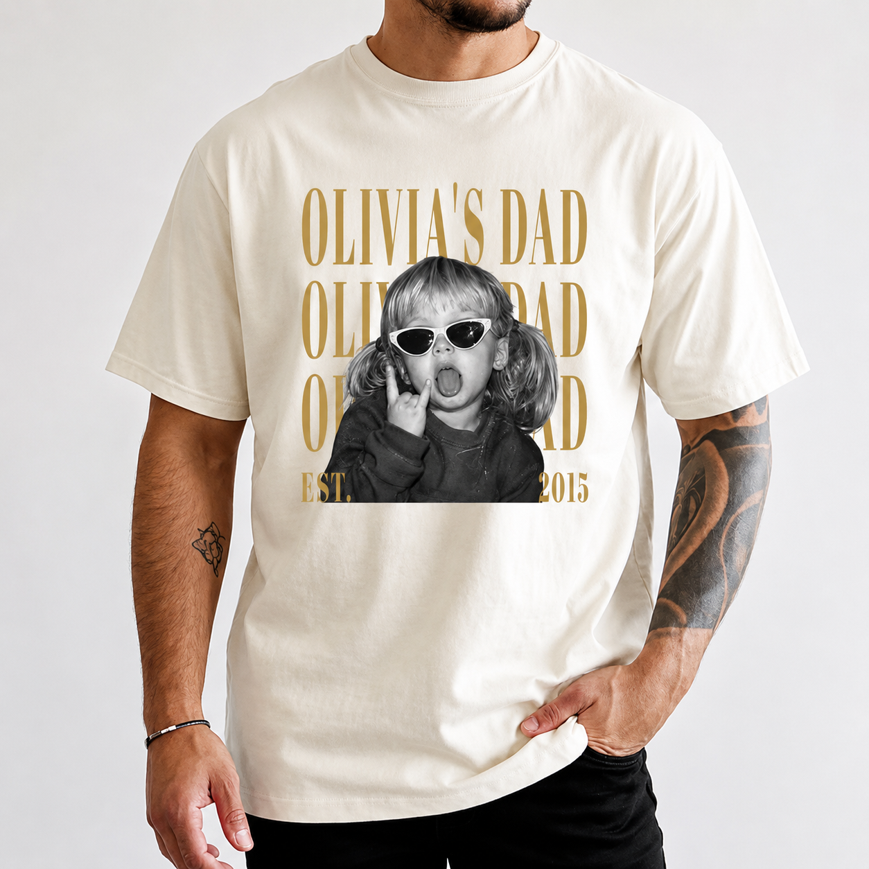Custom “Best Dad Ever” Vintage T-Shirt With Kids Photo