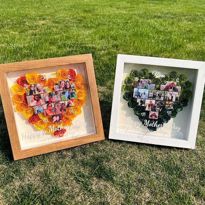 Personalized Mother's Day Photo Flower Shadow Box