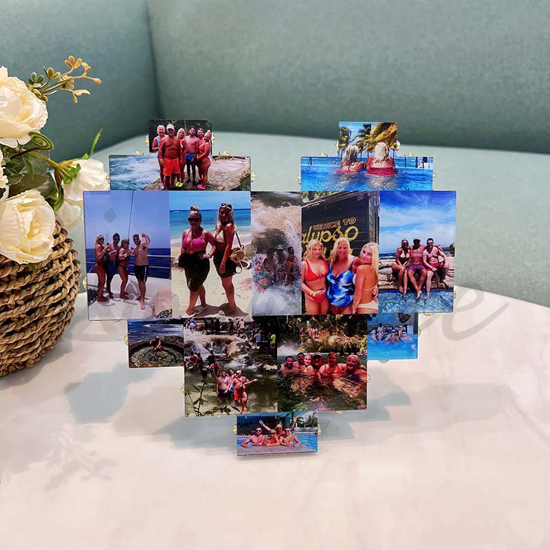 Custom Heart Shape Photo Collage Lamp with Photos